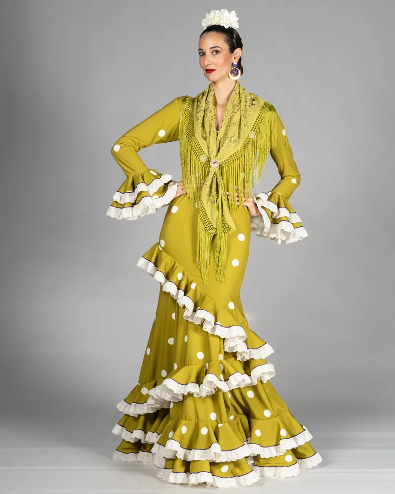 Traje Montayo 2026 (Verde pistacho lunar blanco)